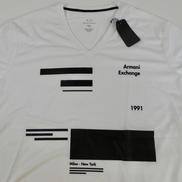 Armani Exchange AX T-Shirt Bundle NWT Graphic Slim Tees Shirts V-neck Striped - Picture 4 of 10